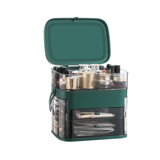 1003 Cosmetic Storage Box Desktop Dust-Proof Skin Care Products Large-Capacity Rack, Specification: Normal Style (Peacock Green) - Storage Boxes by buy2fix | Online Shopping UK | buy2fix