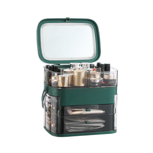 1003 Cosmetic Storage Box Desktop Dust-Proof Skin Care Products Large-Capacity Rack, Specification: Single Mirror Style (Peacock Green) - Storage Boxes by buy2fix | Online Shopping UK | buy2fix
