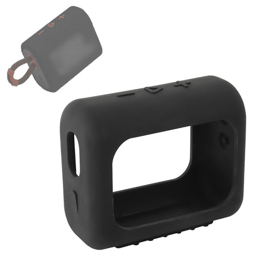For JBL GO3 Bluetooth Speaker Silicone Cover Portable Protective Case with Carabiner(Black) - Protective Case by buy2fix | Online Shopping UK | buy2fix