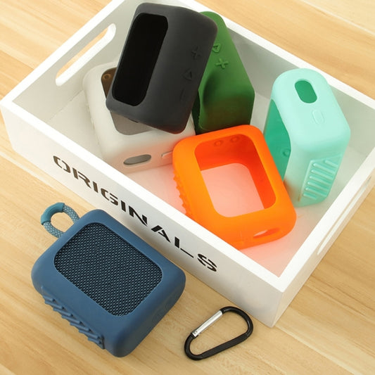 For JBL GO3 Bluetooth Speaker Silicone Cover Portable Protective Case with Carabiner(Black) - Protective Case by buy2fix | Online Shopping UK | buy2fix