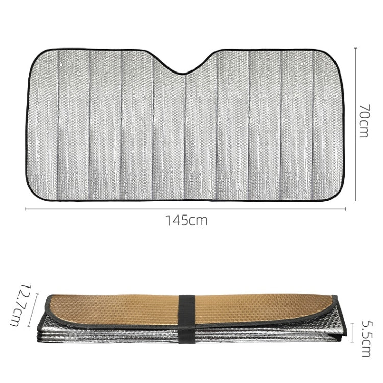 Aluminum Foil Five-Layer Thickening Car Sunscreen Heat Insulation Sun Visor 145x70cm Gold by buy2fix
