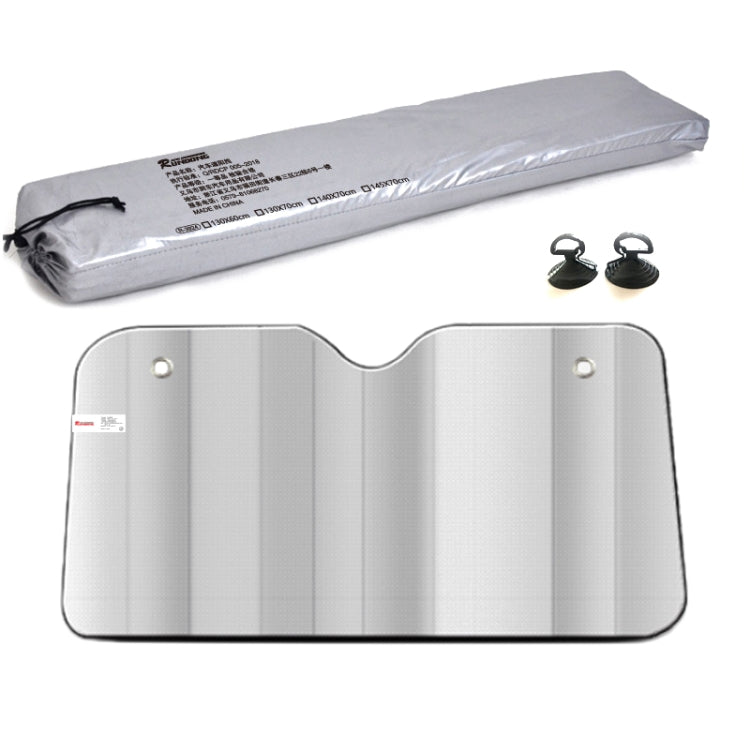 Aluminum Foil Five-Layer Thickening Car Sunscreen Heat Insulation Sun Visor 145x70cm Silver by buy2fix