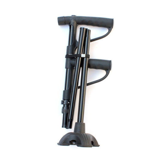 Multifunctional Folding Double-Handle Elderly Crutches Aluminum Alloy Elderly Power-Assisted Walking Sticks Four-Legged Walking Sticks With Lights, Length: 86-98cm(Black) - Folding Crutch by buy2fix | Online Shopping UK | buy2fix