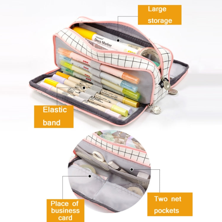 Angoo Double-Open Multi-Layer Stationery Pencil Case Multifunctional Cosmetic Bag(Palm Black And White) by Angpoo