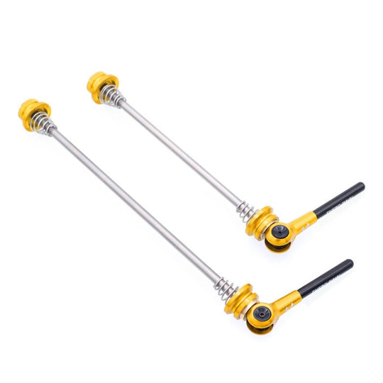 EVERDAWN Vélo de route de montagne axe en alliage de titane tige de retrait rapide rouleaux avant et arrière tambour de fleur ouvert chariot à axe fixe (doré)