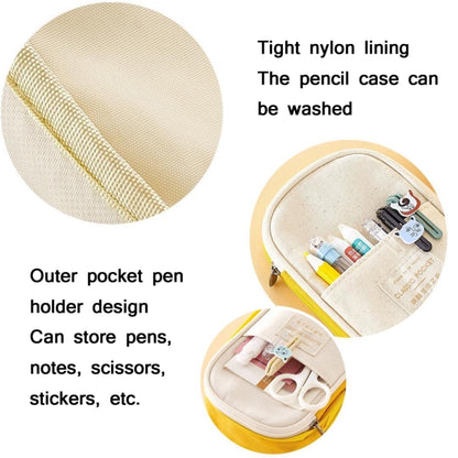 Angoo Cotton And Linen Large Capacity Pencil Stationery Bag(589 Shallow Khaki / Beige) - Pen Holder by Angoo | Online Shopping UK | buy2fix
