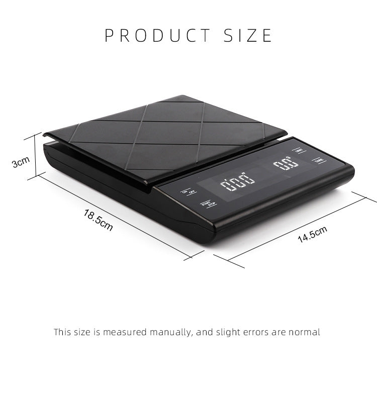 Household Kitchen Scale Hand-Made Coffee Electronic Scale With Timer(Black) by buy2fix