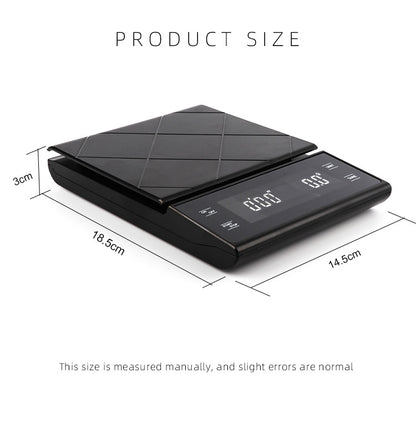 Household Kitchen Scale Hand-Made Coffee Electronic Scale With Timer(Black) by buy2fix