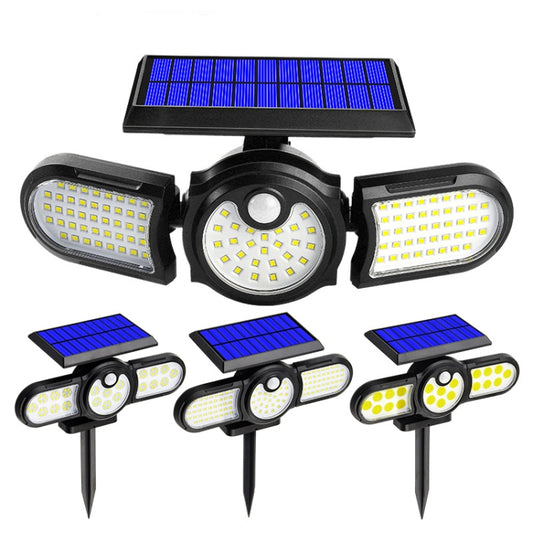140 COB TG-TY080 3-Heads Rotatable Solar Wall Light Outdoor Waterproof Human Body Induction Garden Lawn Lamp - Solar Lights by buy2fix | Online Shopping UK | buy2fix