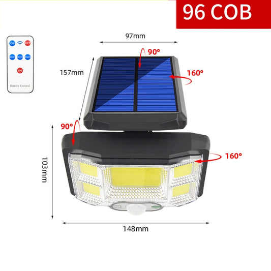 TG-TY085 Solar Outdoor Human Body Induction Wall Light Household Garden Waterproof Street Light wIth Remote Control, Spec: 96 COB Integrated - Solar Lights by buy2fix | Online Shopping UK | buy2fix