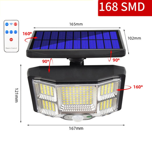 TG-TY085 Solar Outdoor Human Body Induction Wall Light Household Garden Waterproof Street Light wIth Remote Control, Spec: 168 LED  Integrated - Solar Lights by buy2fix | Online Shopping UK | buy2fix