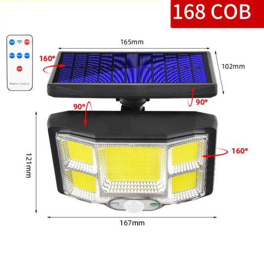 TG-TY085 Solar Outdoor Human Body Induction Wall Light Household Garden Waterproof Street Light wIth Remote Control, Spec: 168 COB  Integrated - Solar Lights by buy2fix | Online Shopping UK | buy2fix