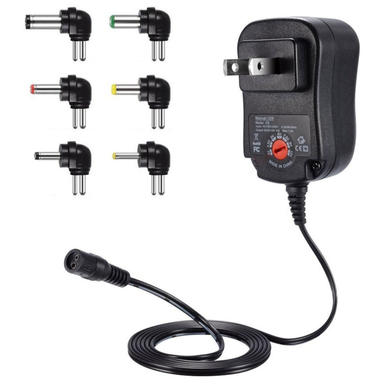 C5 3-12V 12W Adjustable Voltage Regulated Switch Power Supply Power Adapter Multifunction Charger With DC Tips(US Plug) - AC Adapers by buy2fix | Online Shopping UK | buy2fix
