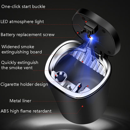 2 PCS Car Ashtray With Cover Hanging Invisible With LED Light Car Ashtray(Board) by buy2fix