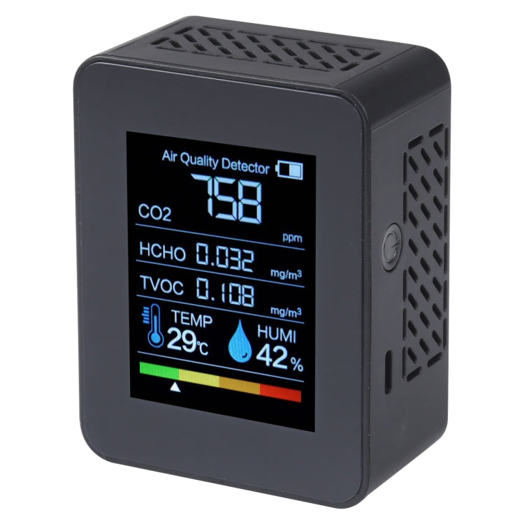 TVOC1 Portable CO2 Air Quality Formaldehyde Carbon Dioxide Detector Indoor Temperature Hygrometer with LED Digital Display(Black) - Air & Water Quality Tester by buy2fix | Online Shopping UK | buy2fix