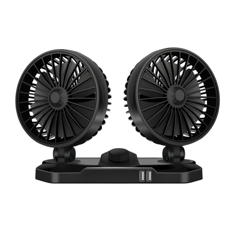 F558 With USB Mobile Phone Charging Car Fan 12/24V Car Truck Double Shaking Head Fan(Double Head 24V) - Heating & Fans by buy2fix | Online Shopping UK | buy2fix
