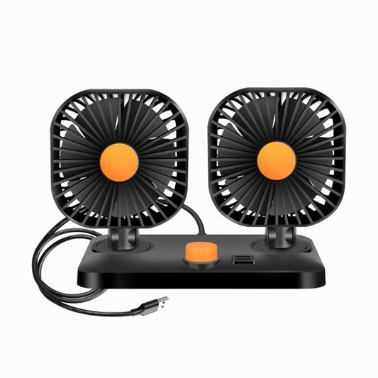 Mini USB 12 / 24V Car Electric Fan Double Head Fan - Heating & Fans by buy2fix | Online Shopping UK | buy2fix