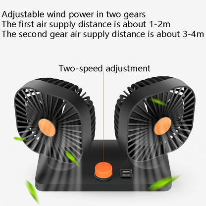 Mini USB 12 / 24V Car Electric Fan Double Head Car Cigarette Lighter Fan - Heating & Fans by buy2fix | Online Shopping UK | buy2fix
