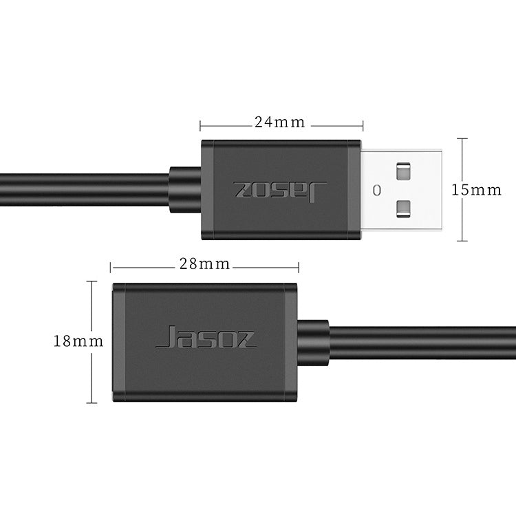 Jasoz USB Male to Female Oxygen-Free Copper Core Extension Data Cable, Colour: Black 0.5m - USB Cable by buy2fix | Online Shopping UK | buy2fix