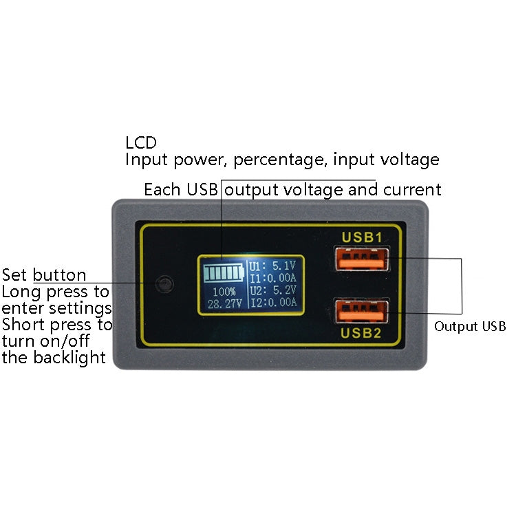 Car DC Voltage Electricity Table 12/24V Battery Lead-Acid Battery Turn 5V USB Fast Charge Display - Clocks & Car Meters by buy2fix | Online Shopping UK | buy2fix