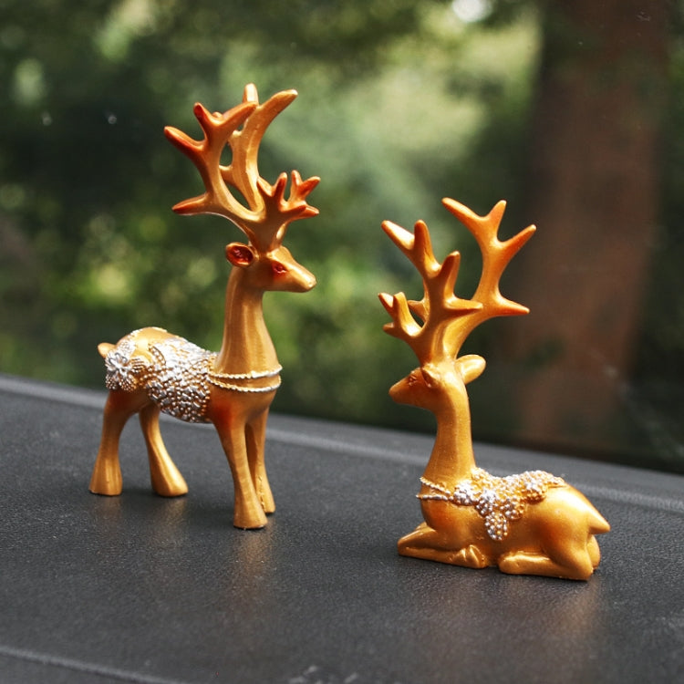 2 Pairs R-8820 Car Ornaments Car Home Safe Deer Decorations(Golden) by buy2fix
