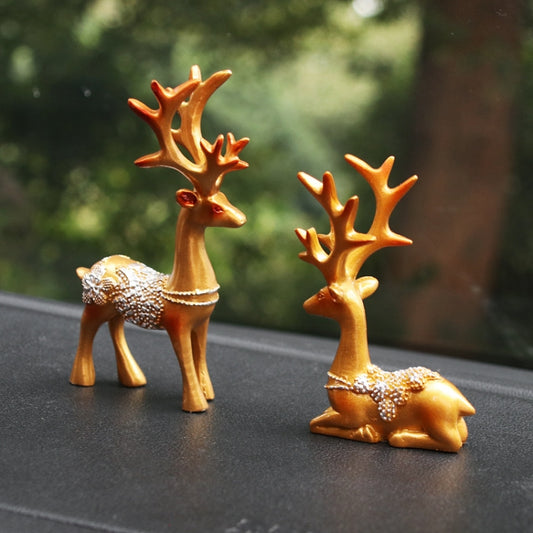 2 Pairs R-8820 Car Ornaments Car Home Safe Deer Decorations(Golden) by buy2fix