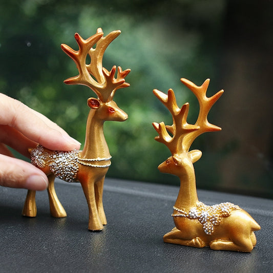 2 Pairs R-8820 Car Ornaments Car Home Safe Deer Decorations(Golden) by buy2fix