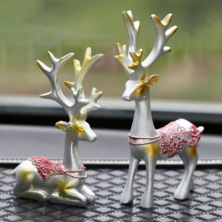 2 Pairs R-8820 Car Ornaments Car Home Safe Deer Decorations(Silver) by buy2fix