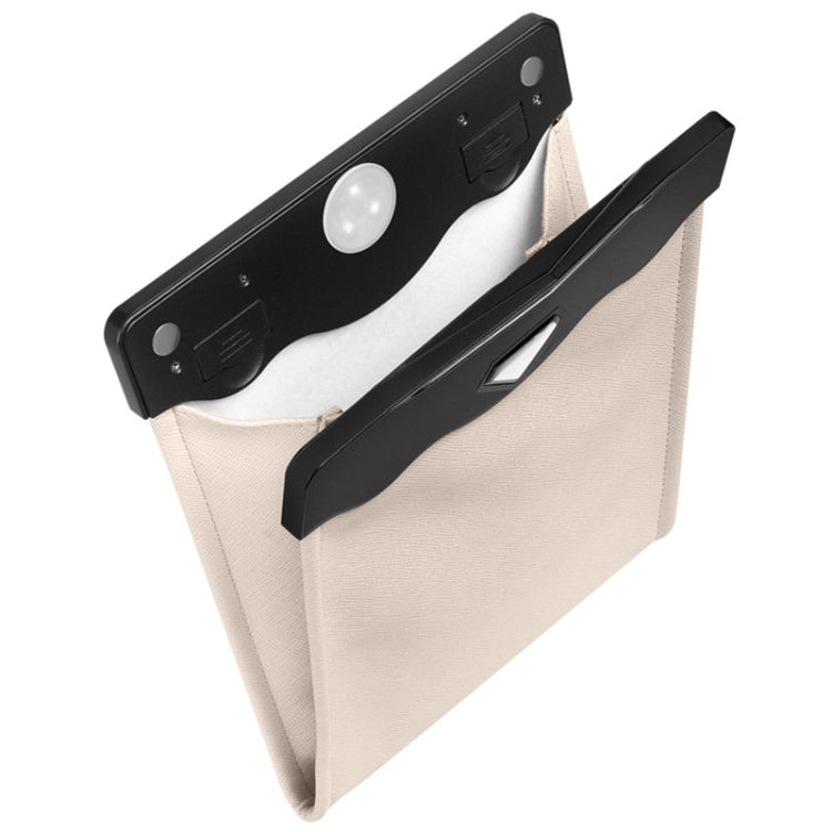 Car Trash Can Storage Bag Hanging Paste With LED Light Garbage Bag(Small (Beige))) by buy2fix