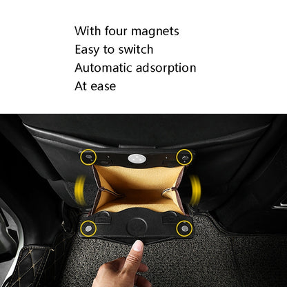 Car Trash Can Storage Bag Hanging Paste With LED Light Garbage Bag(Small (Beige))) by buy2fix