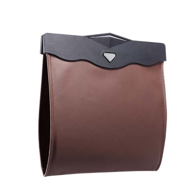 Car Trash Can Car Chair Back Hanging Storage Box Hidden Folding Storage Bag With LED Light(Mocha Brown) by buy2fix