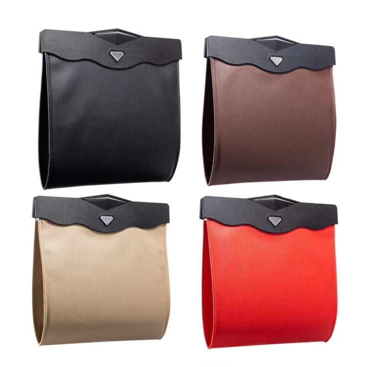 Car Trash Can Car Chair Back Hanging Storage Box Hidden Folding Storage Bag With LED Light(Mocha Brown) by buy2fix