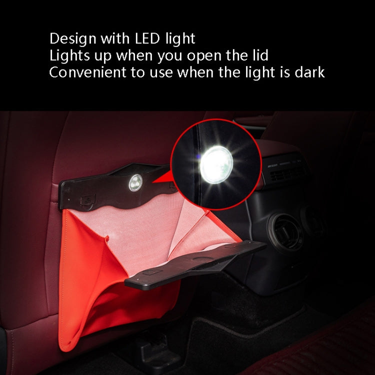 Car Trash Can Car Chair Back Hanging Storage Box Hidden Folding Storage Bag With LED Light(Red) by buy2fix