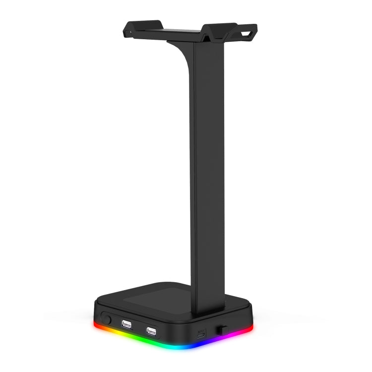 RGBD9 RGB Headset Stand Color-Changing Gaming Headset Stand Gaming Headset Display Stand with Dual USB Ports(Black) by buy2fix