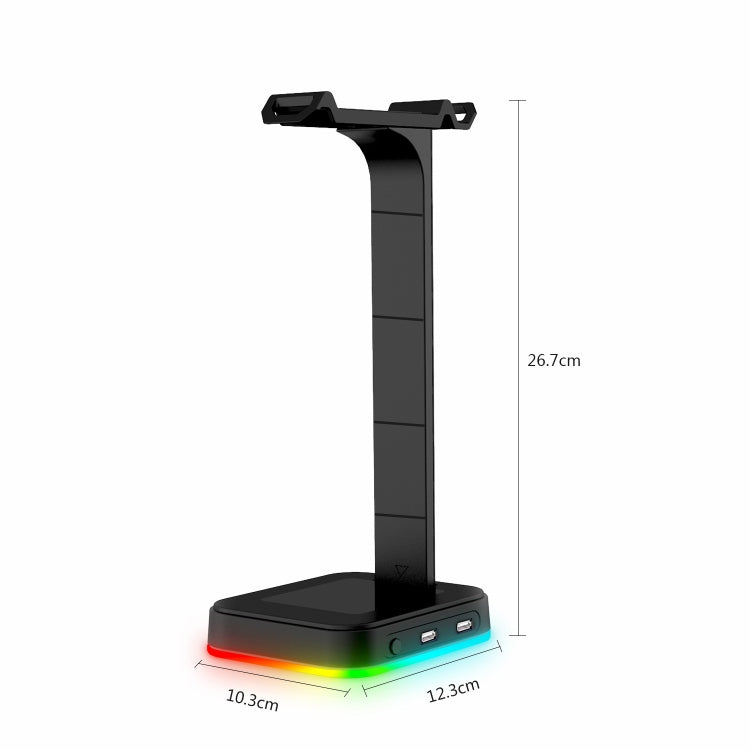 RGBD9 RGB Headset Stand Color-Changing Gaming Headset Stand Gaming Headset Display Stand with Dual USB Ports(Black) by buy2fix