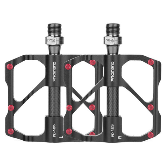 PD-M86C  1 Pair PROMEND Bicycle Road Bike Mountain Bike 3 Palin Carbon Fiber Bearing Pedal(Black)
