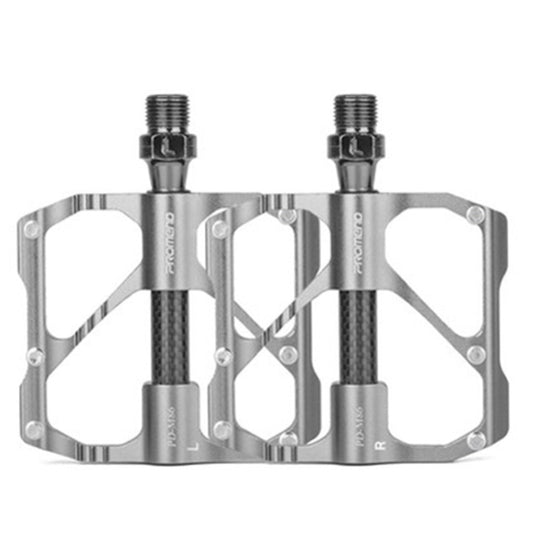 PD-M86C  1 Pair PROMEND Bicycle Road Bike Mountain Bike 3 Palin Carbon Fiber Bearing Pedal(Silver)