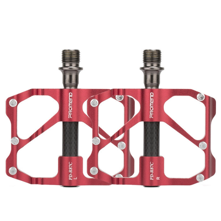 PD-R87C 1 Pair PROMEND Bicycle Road Bike Mountain Bike 3 Palin Carbon Fiber Bearing Pedal(Red) by PROMEND