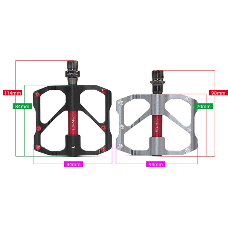PD-R87C 1 Pair PROMEND Bicycle Road Bike Mountain Bike 3 Palin Carbon Fiber Bearing Pedal(Red) by PROMEND