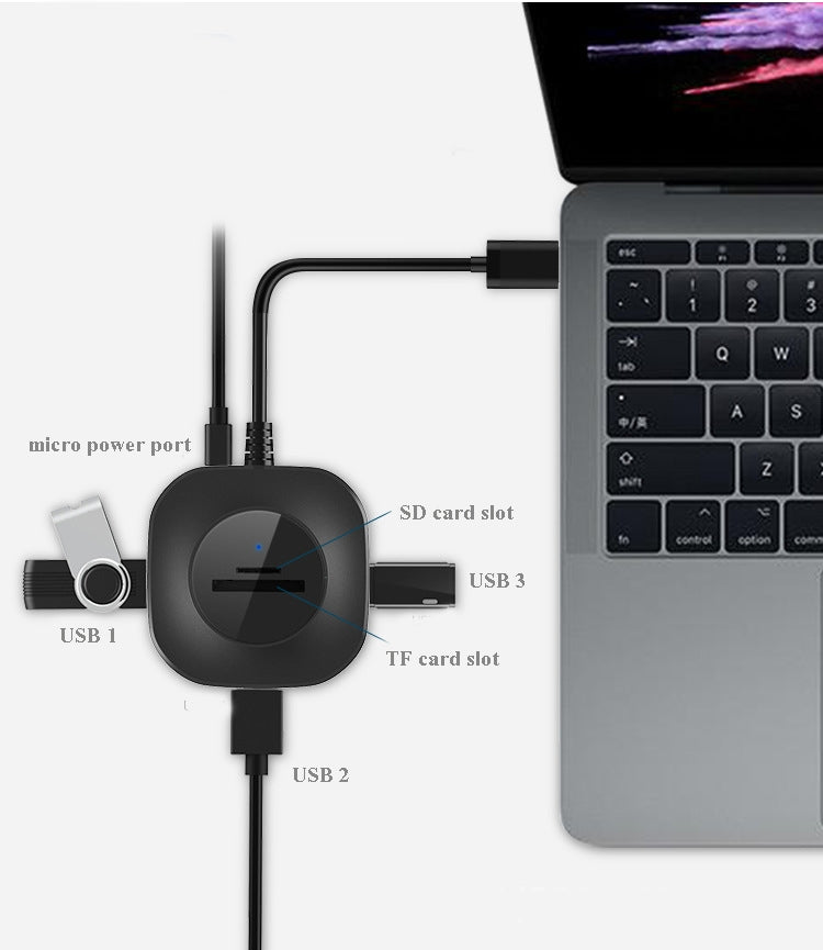 H25-3.0 3 x USB Port + TF/SD Card Reader Computer Notebook High-Speed Hub Splitter by buy2fix