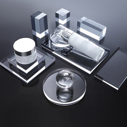 Cube 4x4x10cm Transparent Acrylic Geometric Photo Props Photography Background Plate Ornaments - Acrylic Props by buy2fix | Online Shopping UK | buy2fix
