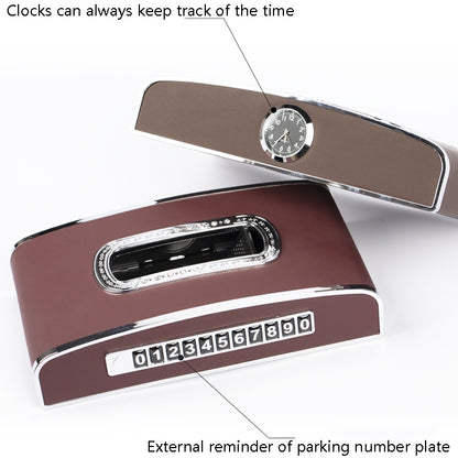 Car Clock Tissue Box Multi-Function Vehicle Instrument Table Paper Towel Box, Style: Clock+Parking Card (Black) by buy2fix