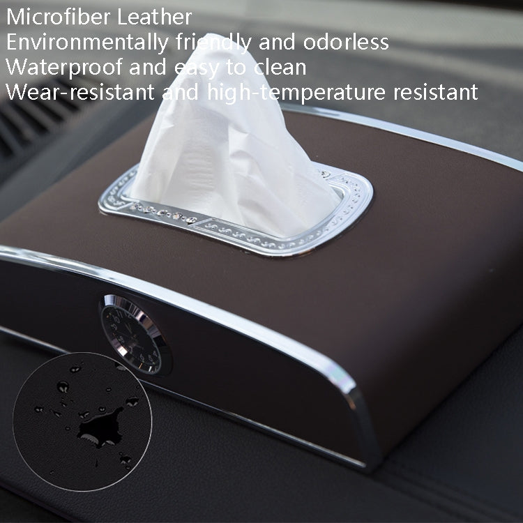 Car Clock Tissue Box Multi-Function Vehicle Instrument Table Paper Towel Box, Style: With Clock (Agate) by buy2fix