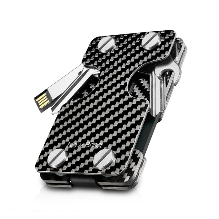 New-Bring Metal Card Holder Multifunctional EDC Wallet Can Store Keys & U Disk(Carbon Fiber) by New-Bring