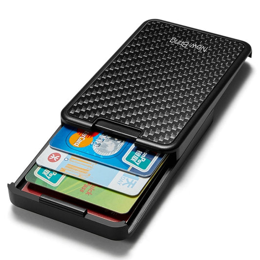 New-Bring  Carbon Fiber Metal Card Holder Male Personality Card Holder Anti-Theft  RFID Ultra-Thin Small Card Box(Black) - Card & Passport Bags by New-Bring | Online Shopping UK | buy2fix