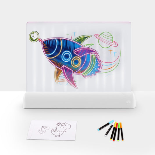 3D Painting Fluorescent Plate LED Shining Puzzle Children Graffiti Panel Handwritten Message Board(White) -  by buy2fix | Online Shopping UK | buy2fix