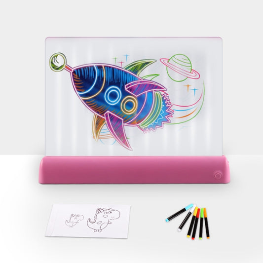 3D Painting Fluorescent Plate LED Shining Puzzle Children Graffiti Panel Handwritten Message Board(Pink) -  by buy2fix | Online Shopping UK | buy2fix