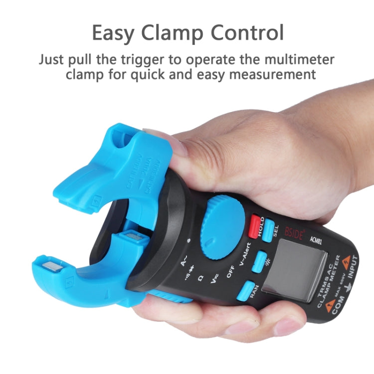 BSIDE ACM81 Digital Clamp Meter Auto-Rang 1mA Accuracy 200A Current DC AC Multimeter(Black) - Digital Multimeter by BSIDE | Online Shopping UK | buy2fix