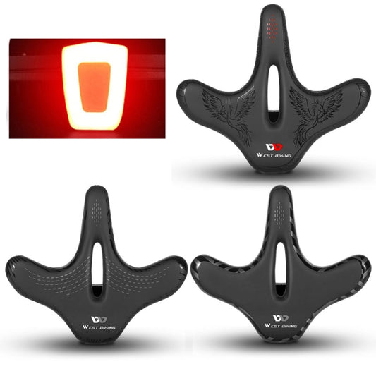 WEST BIKING YP1602797 Bicycle Hollow Seat Night Riding With Warning Tail Light Seat(Black Goose) - Bicycle Saddle by WEST BIKING | Online Shopping UK | buy2fix