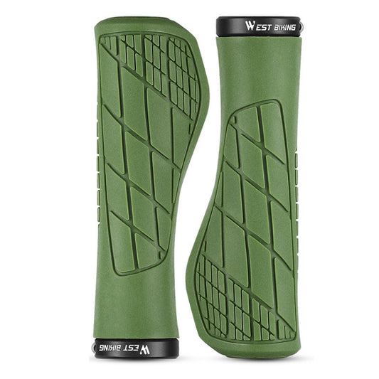 1 Pair WEST BIKING YP0804060 Bicycle Grips Mountain Bike Non-Slip Rubber Grips(Green) - Bicycle Grips by WEST BIKING | Online Shopping UK | buy2fix